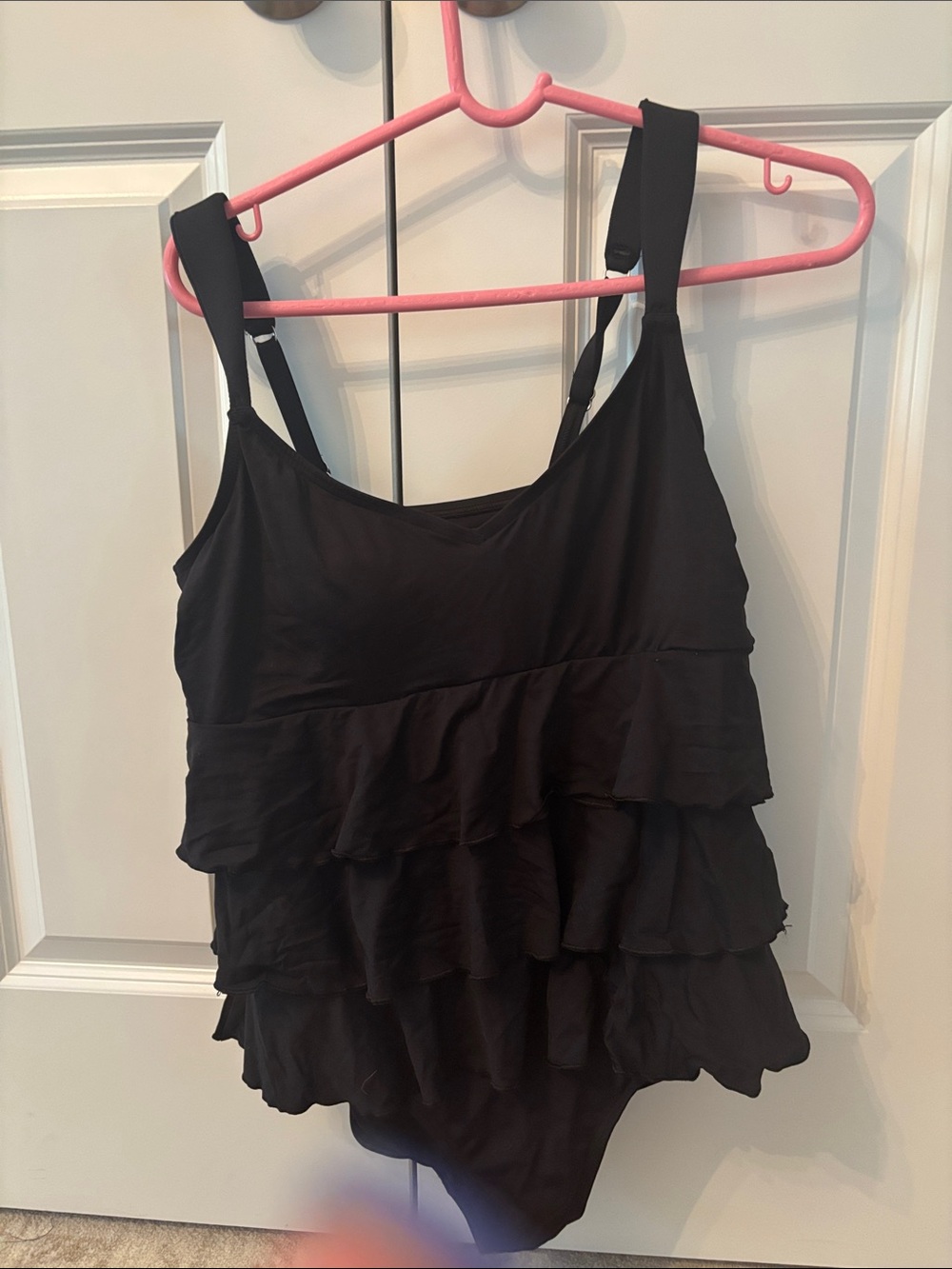 Lands' End Black Ruffle One-Piece Swimsuit NEVER WORN